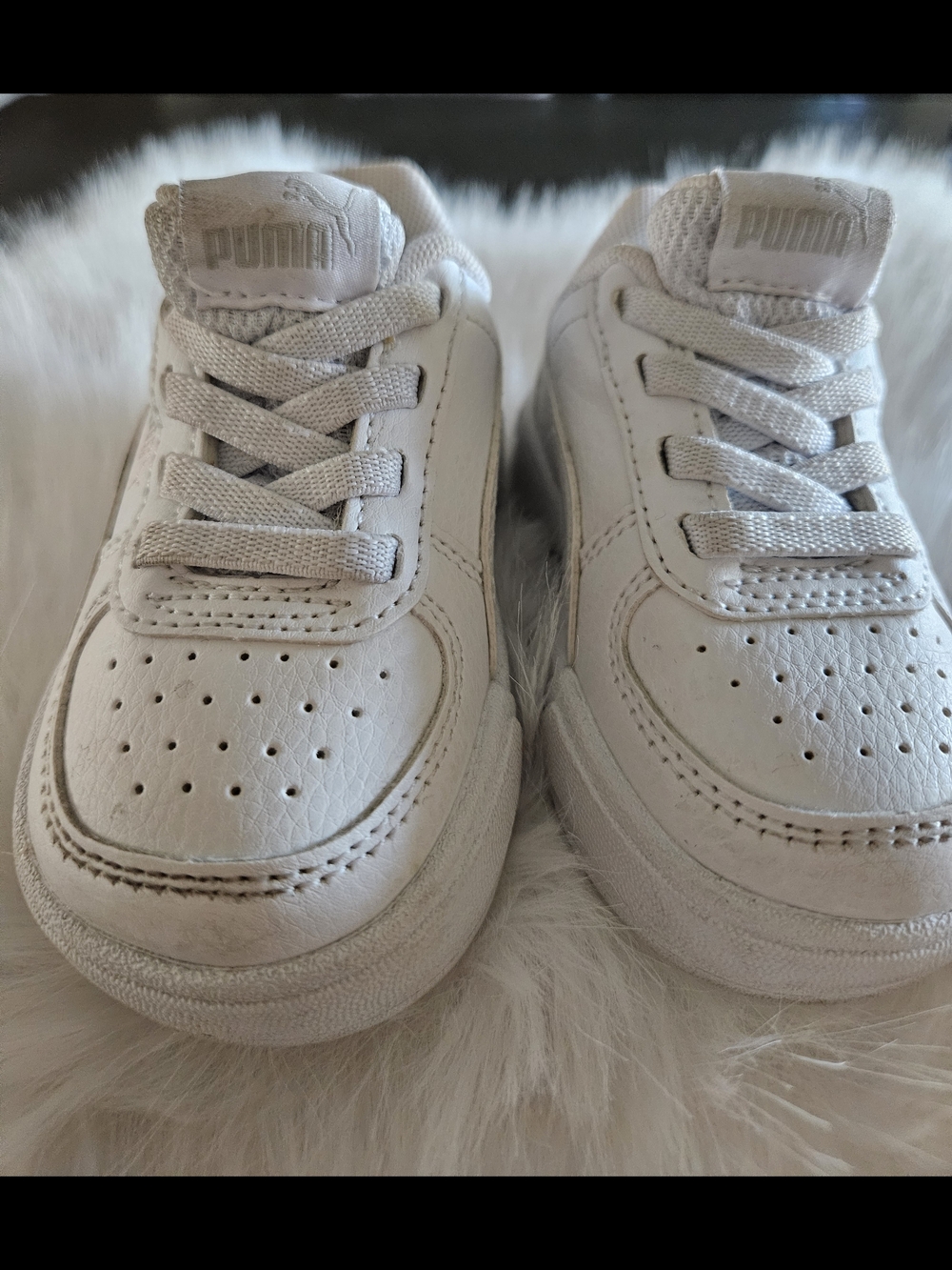 Puma Kids White Lace-Up Sneakers